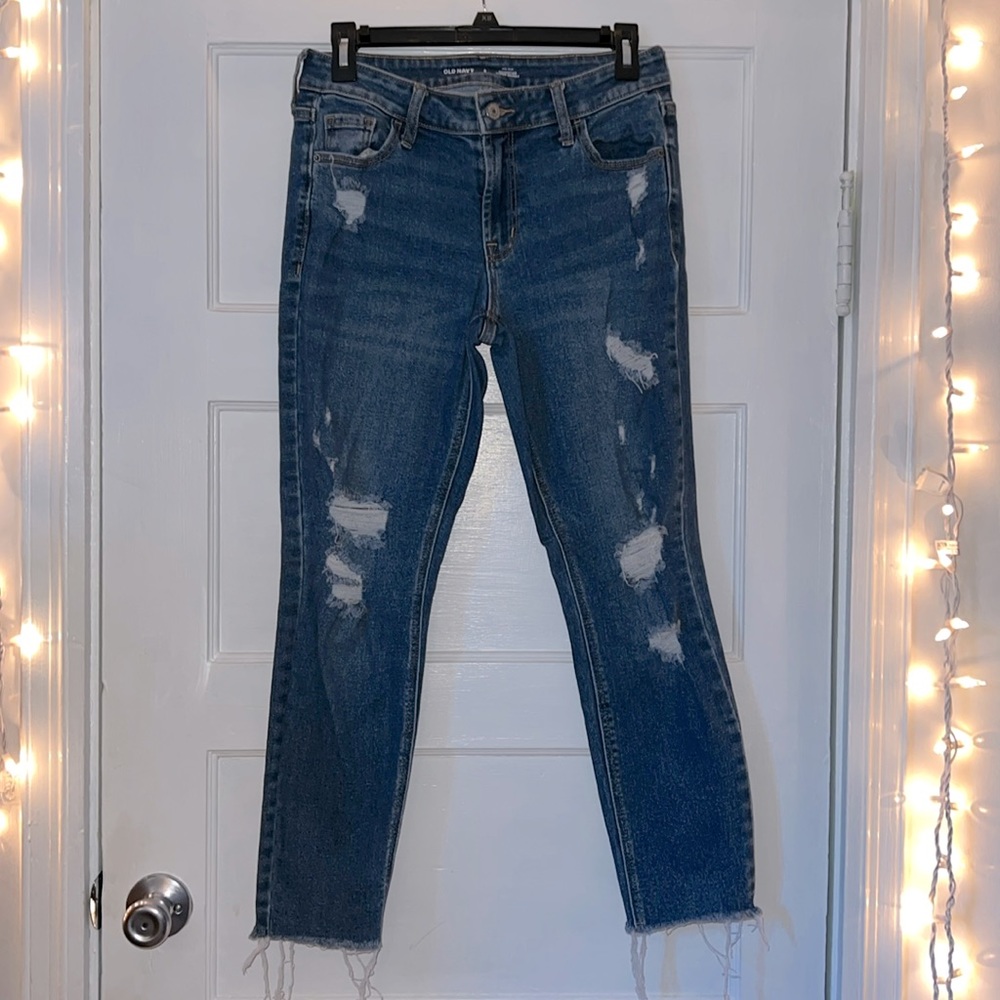 Blue, Old Navy, Mid-rise rockstar super skinny, size 6